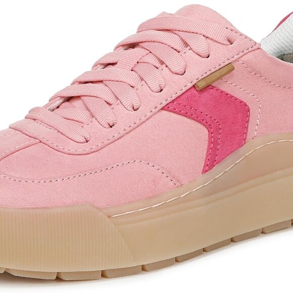 Womens Eco-Chic Sneakers - Lightweight Pink Lemonade Lace-Ups, Size 8.5 Wide